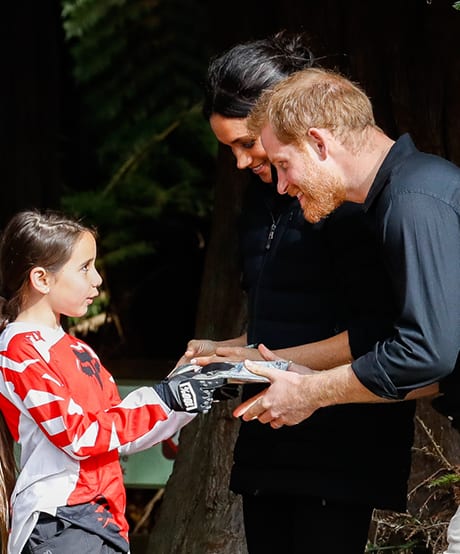 October 31, 2018: Prince Harry Accepts a Gift From A Young Cyclist in New Zealand