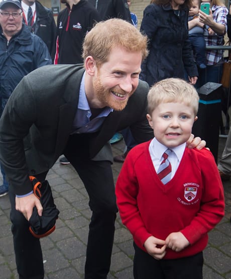 October 23, 2017: Prince Harry Poses With a Little Boy in Lancashire