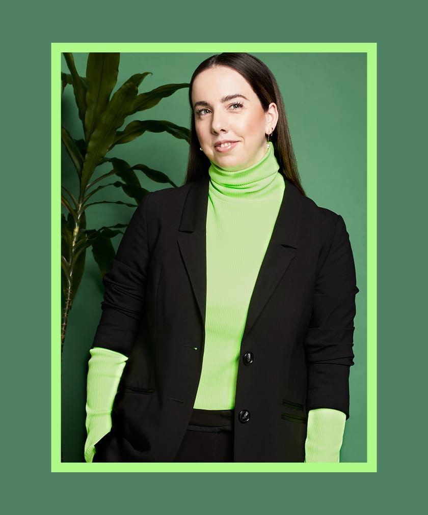 Slime green turtleneck