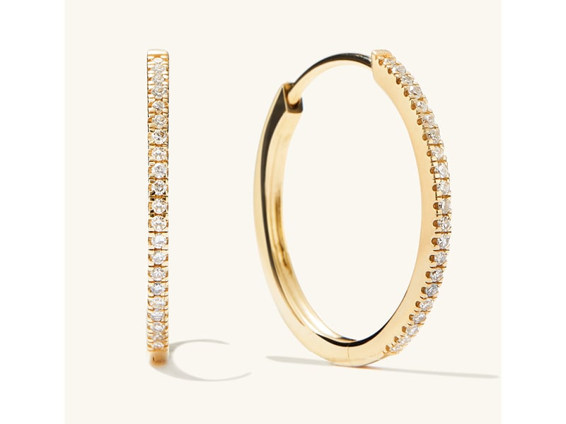 mejuri diamond gold hoop earrings