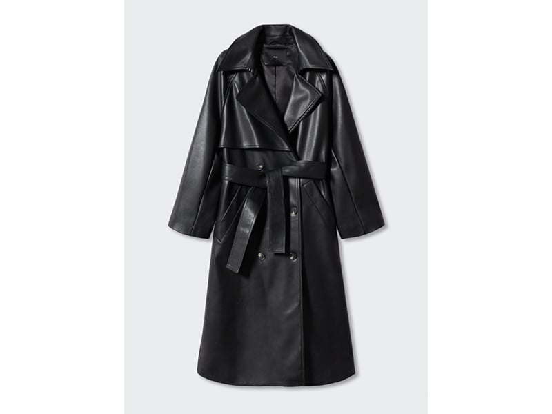 mango leather trench coat