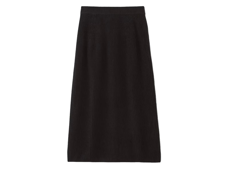 everlane black ribbed knit skirt