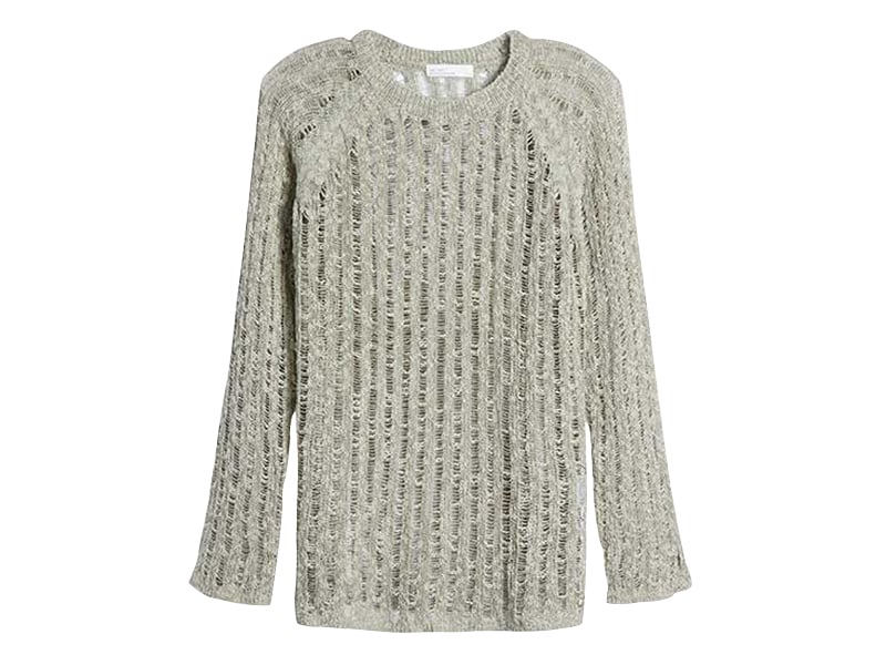 Oak & Fort grey sheer knit sweater