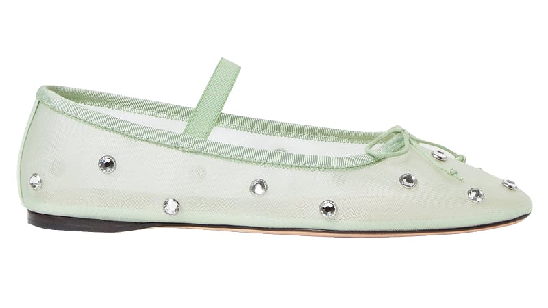 Loeffler Randall rhinestoned green flats