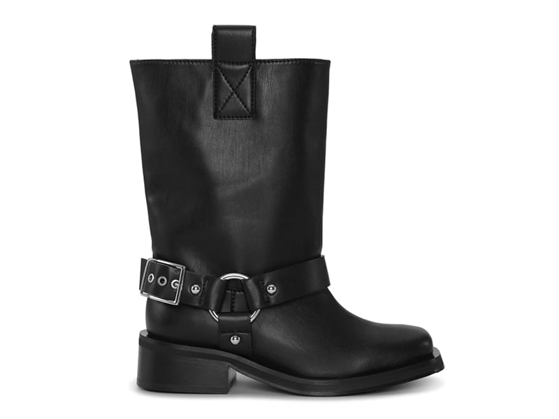 ganni leather black bike boots